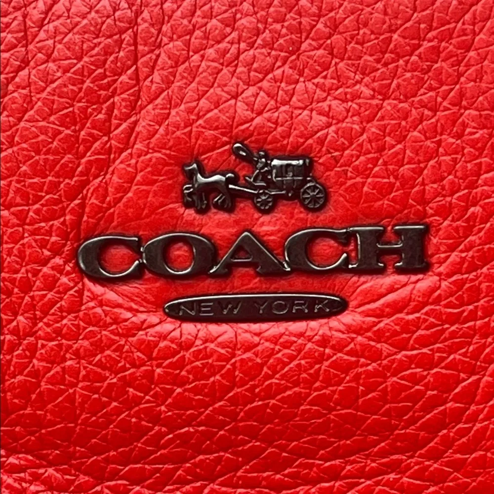 TOTE ONLY Coach Vibrant Red Orange Large Leather Tote